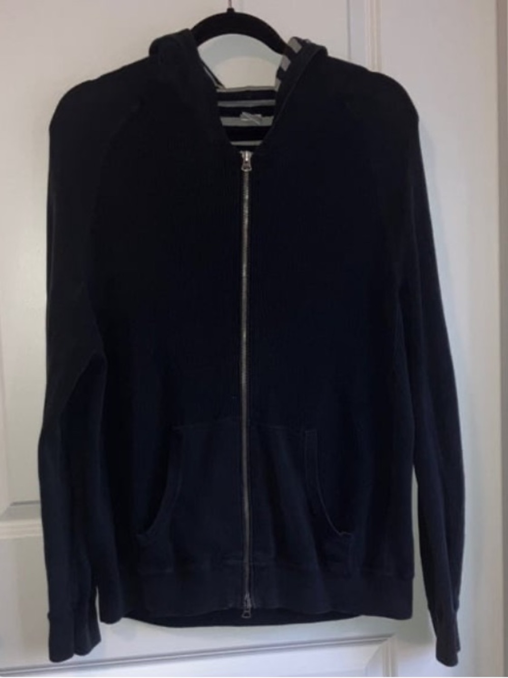 GAP Black Zip Hoodie with Striped Lining